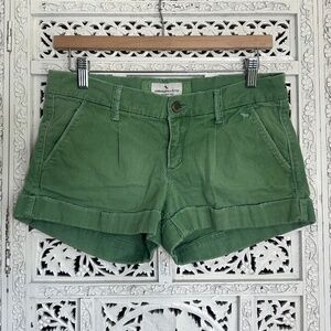 Y2K Abercrombie & Fitch Green Low Rise Cuffed Cargo Style Shorts‎ Sz 4